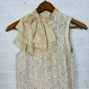 HOSS Intropia Ivory Paisley Crochet Lace Sleeveless Cocktail Dress XS/S (34)